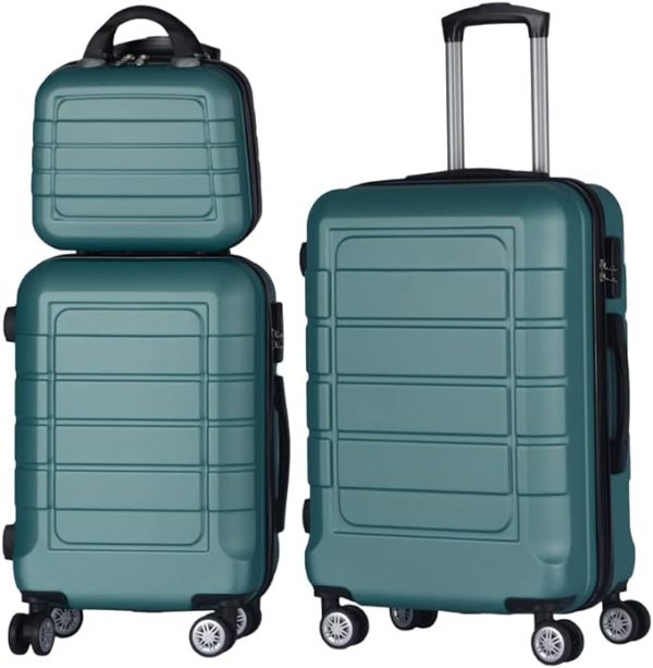 Juego de 3 Maletas Set Trolley Maleta Cabina Neceser ABS Semirigidas Candado 4 Ruedas